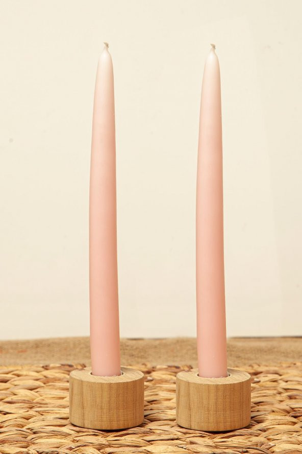 Mart Home 2li Şamdan Mumu Pembe- 25 cm