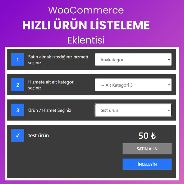 WooCommerce Hızlı Ürün Listeleme Eklentisi ürün görseli 1