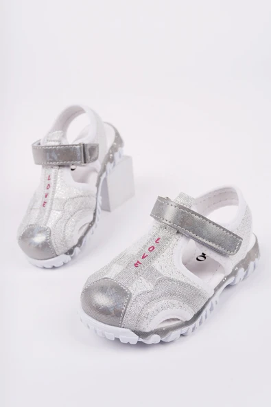 Muggo SLYVESTER Günlük Önü Kapalı Cırtlı Unisex Çocuk Sandalet  GRİ 24