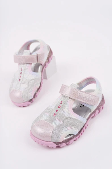Muggo SLYVESTER Günlük Önü Kapalı Cırtlı Unisex Çocuk Sandalet  PUDRA 28