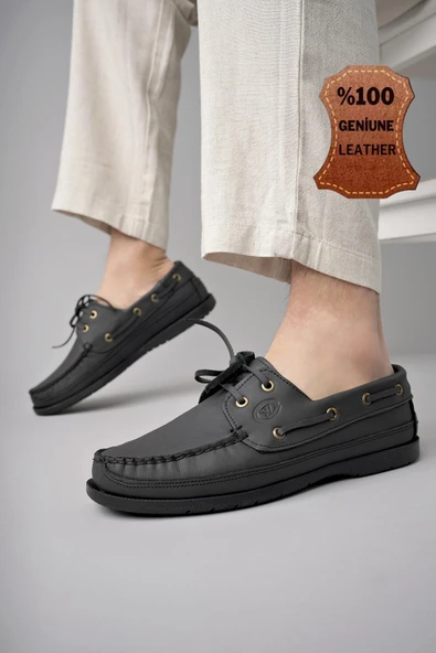 Muggo Sidro Garantili Hakiki Deri Erkek Günlük Klasik Casual Ayakkabı  SİYAH 41
