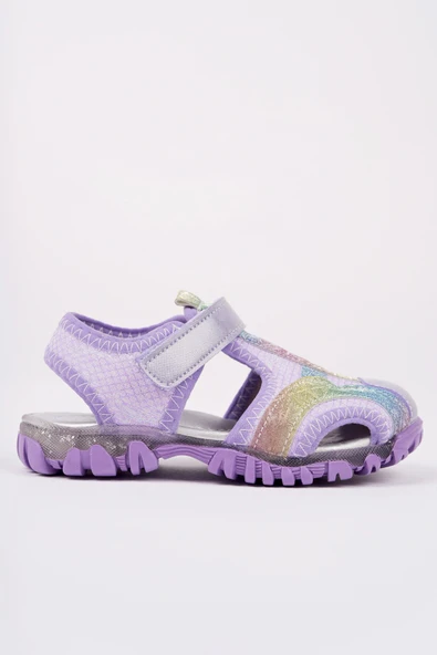 Muggo SLYVESTER Günlük Önü Kapalı Cırtlı Unisex Çocuk Sandalet  LİLA 26 - Resim 2