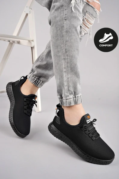 Muggo YUKON Unisex Ortopedik Günlük Garantili Yürüyüş Koşu Sneaker Spor Ayakkabı  SİYAH 36