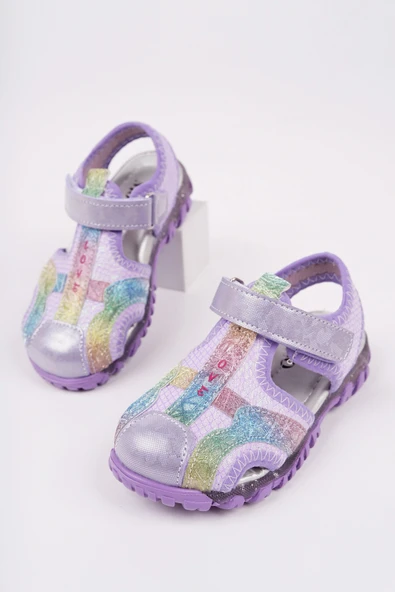 Muggo SLYVESTER Günlük Önü Kapalı Cırtlı Unisex Çocuk Sandalet  LİLA 36
