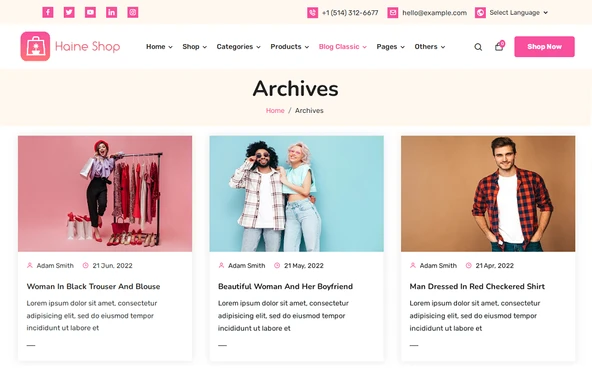 Haine - Free eCommerce Shop for Fashion, Clothing, and Online Store WooCommerce Teması - 2
