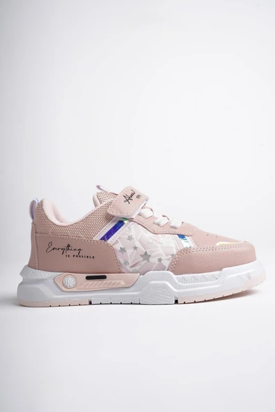 Muggo GUMBALL Garantili Bağcıklı ve Cırtlı Unisex Çocuk Sneaker Spor Ayakkabı  PUDRA 35