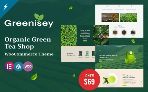 Greenisey - Organic Green Tea Shop WooCommerce Teması