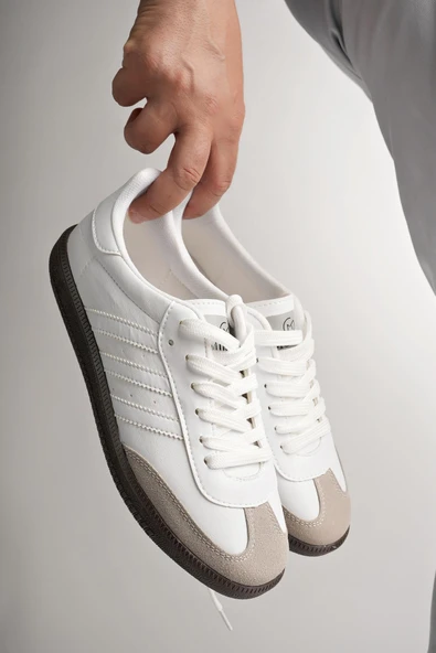 Muggo JABBAR Unisex Ortopedik Günlük Garantili Bağcıklı Yürüyüş Koşu Sneaker Spor Ayakkabı  BEYAZ 39 - 6