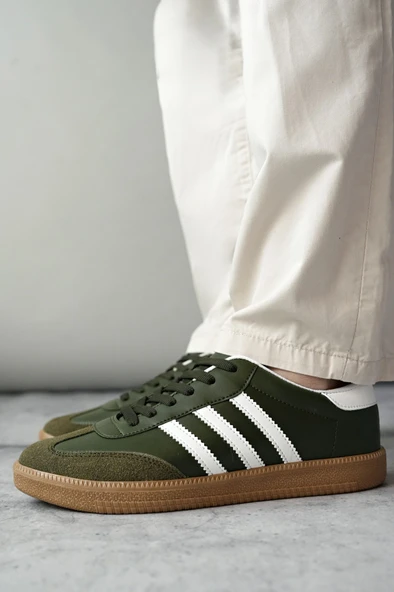 Muggo JABBAR Unisex Ortopedik Günlük Garantili Bağcıklı Yürüyüş Koşu Sneaker Spor Ayakkabı  HAKİ 41