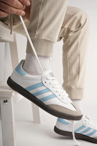Muggo JABBAR Unisex Ortopedik Günlük Garantili Bağcıklı Yürüyüş Koşu Sneaker Spor Ayakkabı  MAVİ 43 - 4