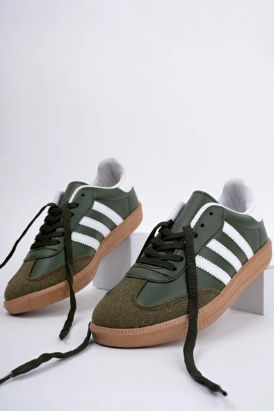 Muggo JABBAR Unisex Ortopedik Günlük Garantili Bağcıklı Yürüyüş Koşu Sneaker Spor Ayakkabı  HAKİ 40 - 7
