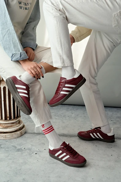Muggo JABBAR Unisex Ortopedik Günlük Garantili Bağcıklı Yürüyüş Koşu Sneaker Spor Ayakkabı  BORDO 41 - 2