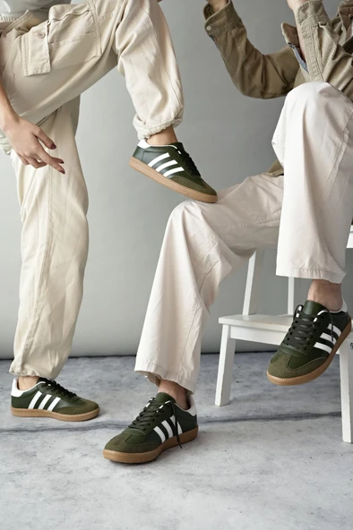 Muggo JABBAR Unisex Ortopedik Günlük Garantili Bağcıklı Yürüyüş Koşu Sneaker Spor Ayakkabı  HAKİ 40 - 3