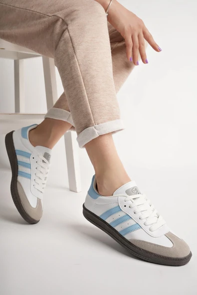 Muggo JABBAR Unisex Ortopedik Günlük Garantili Bağcıklı Yürüyüş Koşu Sneaker Spor Ayakkabı  MAVİ 43 - 3
