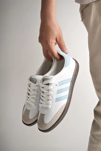 Muggo JABBAR Unisex Ortopedik Günlük Garantili Bağcıklı Yürüyüş Koşu Sneaker Spor Ayakkabı  MAVİ 43 - 6
