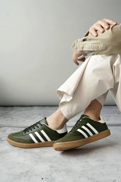 Muggo JABBAR Unisex Ortopedik Günlük Garantili Bağcıklı Yürüyüş Koşu Sneaker Spor Ayakkabı  HAKİ 40 - 6