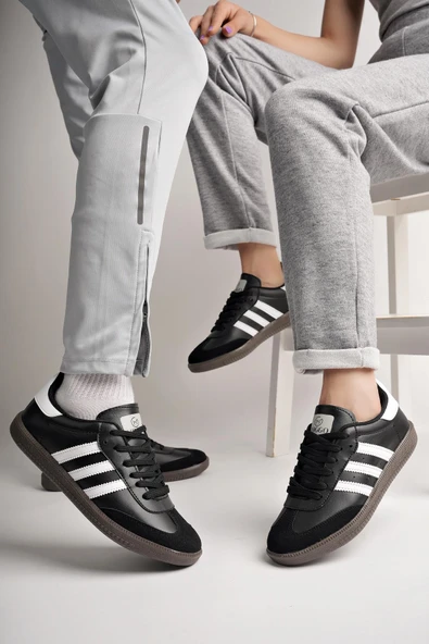Muggo JABBAR Unisex Ortopedik Günlük Garantili Bağcıklı Yürüyüş Koşu Sneaker Spor Ayakkabı  SİYAH 38