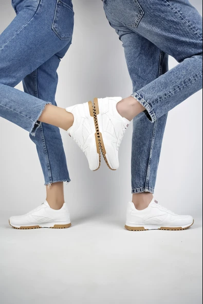 Muggo  BLAKE Unisex Ortopedik Günlük Garantili Yürüyüş Koşu Sneaker Spor Ayakkabı  BEYAZ 41