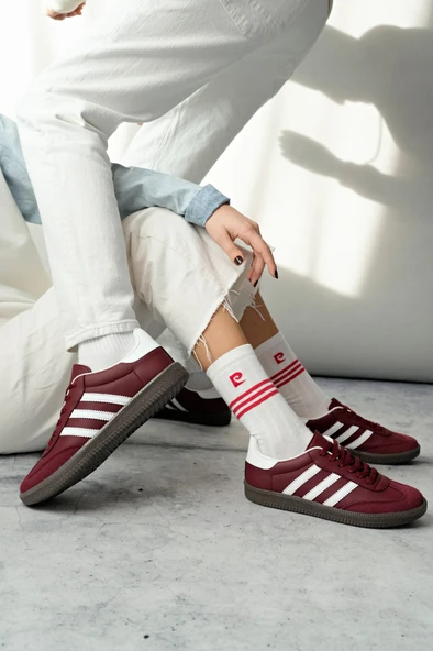 Muggo JABBAR Unisex Ortopedik Günlük Garantili Bağcıklı Yürüyüş Koşu Sneaker Spor Ayakkabı  BORDO 41 - 5