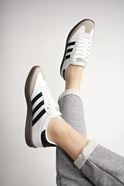 Muggo JABBAR Unisex Ortopedik Günlük Garantili Bağcıklı Yürüyüş Koşu Sneaker Spor Ayakkabı  BEYAZ - SİYAH 42 - 6