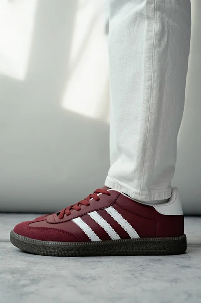 Muggo JABBAR Unisex Ortopedik Günlük Garantili Bağcıklı Yürüyüş Koşu Sneaker Spor Ayakkabı  BORDO 40