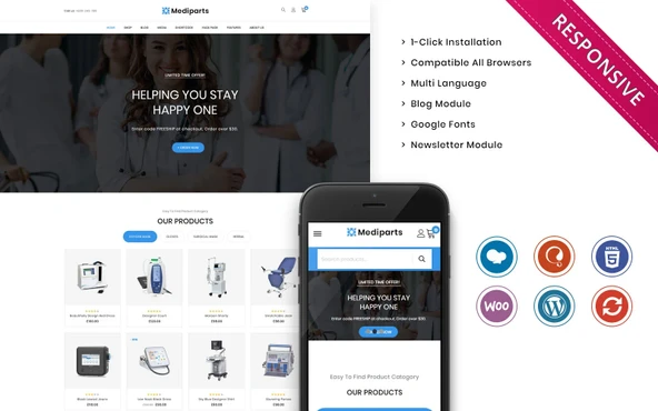 Mediparts - The Medical Store Responsive WooCommerce Teması - 1