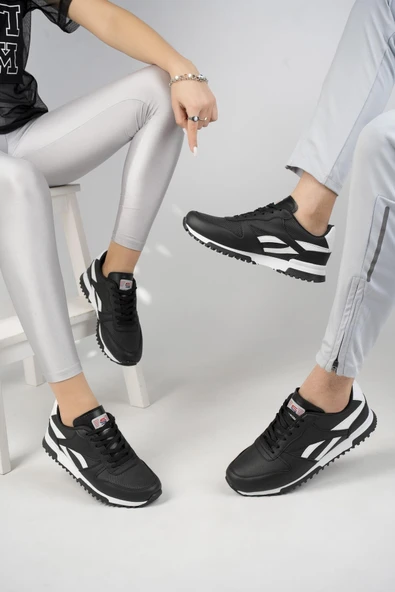 Muggo  BLAKE Unisex Ortopedik Günlük Garantili Yürüyüş Koşu Sneaker Spor Ayakkabı  SİYAH 42