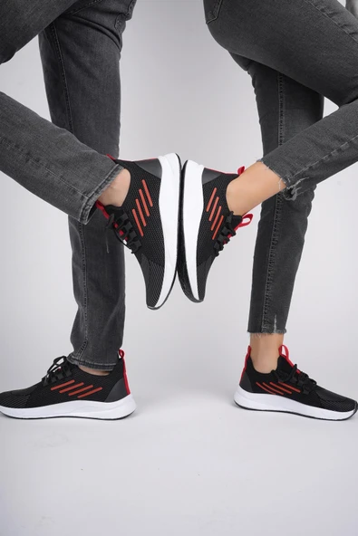 Muggo SCARPA Unisex Ortopedik Günlük Garantili Yürüyüş Koşu Sneaker Spor Ayakkabı   KIRMIZI 39 - 5