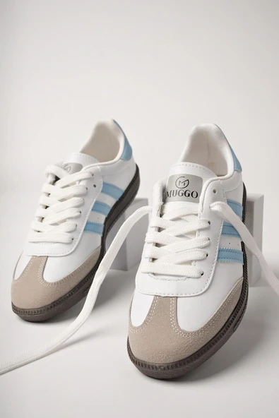 Muggo JABBAR Unisex Ortopedik Günlük Garantili Bağcıklı Yürüyüş Koşu Sneaker Spor Ayakkabı  MAVİ 40