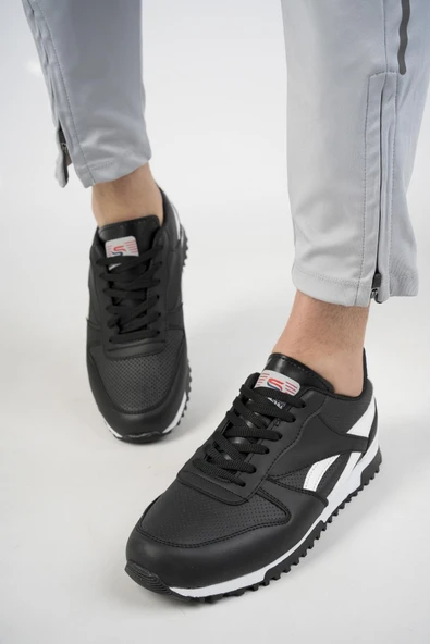 Muggo  BLAKE Unisex Ortopedik Günlük Garantili Yürüyüş Koşu Sneaker Spor Ayakkabı  SİYAH 39 - 5