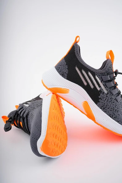Muggo JETSON Günlük Unisex Çocuk Garantili Bağcıklı Rahat Sneaker Spor Ayakkabı  FÜME 28 - 5