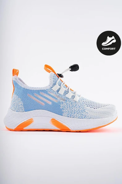 Muggo JETSON Günlük Unisex Çocuk Garantili Bağcıklı Rahat Sneaker Spor Ayakkabı  MAVİ 35