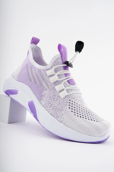 Muggo JETSON Günlük Unisex Çocuk Garantili Bağcıklı Rahat Sneaker Spor Ayakkabı  MOR 28 - 7