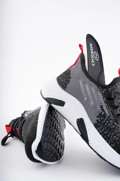 Muggo JETSON Günlük Unisex Çocuk Garantili Bağcıklı Rahat Sneaker Spor Ayakkabı  SİYAH 30 - 7