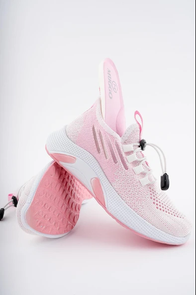 Muggo JETSON Günlük Unisex Çocuk Garantili Bağcıklı Rahat Sneaker Spor Ayakkabı  PUDRA 35 - 3