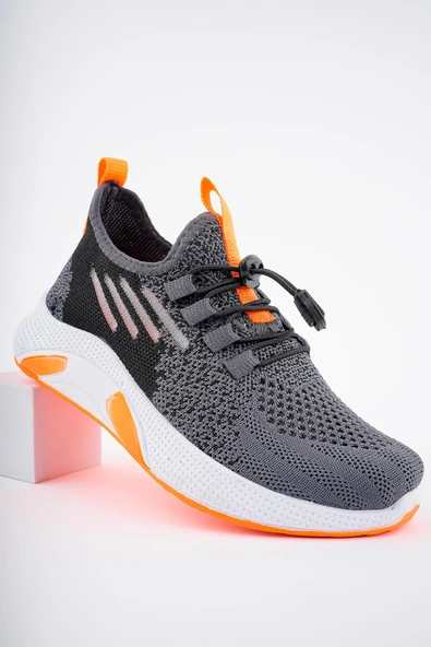 Muggo JETSON Günlük Unisex Çocuk Garantili Bağcıklı Rahat Sneaker Spor Ayakkabı  FÜME 28 - 9