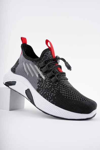 Muggo JETSON Günlük Unisex Çocuk Garantili Bağcıklı Rahat Sneaker Spor Ayakkabı  SİYAH 30 - 9