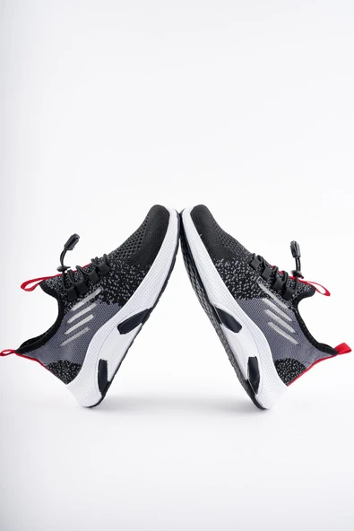 Muggo JETSON Günlük Unisex Çocuk Garantili Bağcıklı Rahat Sneaker Spor Ayakkabı  SİYAH 34 - 2