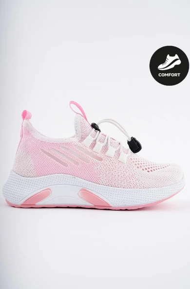 Muggo JETSON Günlük Unisex Çocuk Garantili Bağcıklı Rahat Sneaker Spor Ayakkabı  PUDRA 28