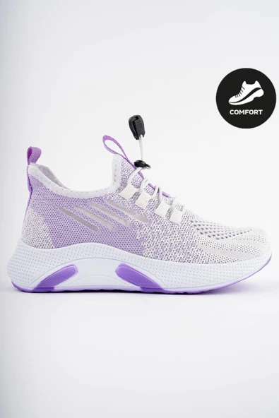Muggo JETSON Günlük Unisex Çocuk Garantili Bağcıklı Rahat Sneaker Spor Ayakkabı  MOR 28