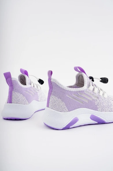 Muggo JETSON Günlük Unisex Çocuk Garantili Bağcıklı Rahat Sneaker Spor Ayakkabı  MOR 34 - 5