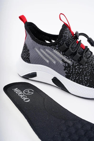 Muggo JETSON Günlük Unisex Çocuk Garantili Bağcıklı Rahat Sneaker Spor Ayakkabı  SİYAH 29 - 3