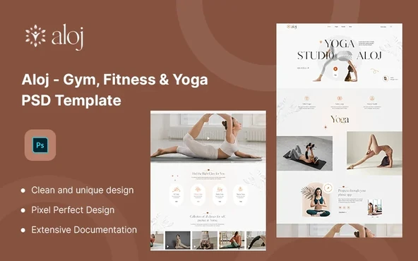 Aloj- Gym, Fitness & Yoga PSD Teması