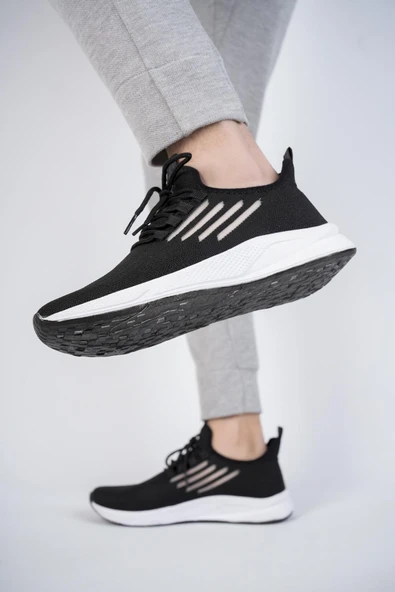 Muggo Ultraboost Unisex Ortopedik Günlük Garantili Yürüyüş Koşu Sneaker Spor Ayakkabı  SİYAH 39 - 4