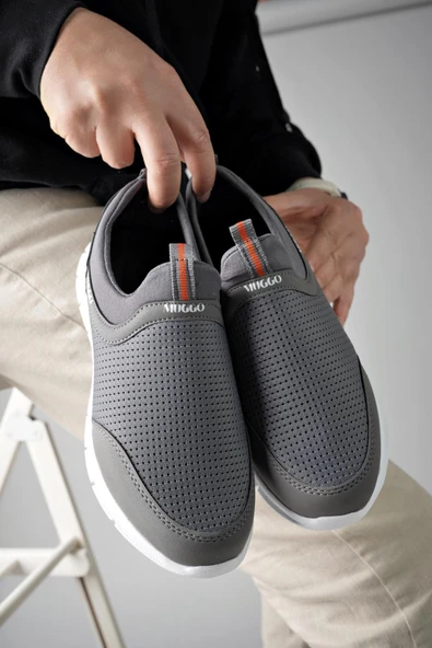 Muggo PODGO Garantili Unisex Ortopedik Bağcıksız Nefes Alabilen Hafif Yürüyüş Sneaker Spor Ayakkabı  FÜME 39 - 3