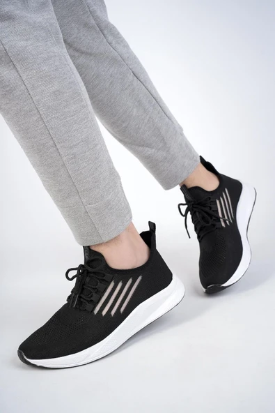 Muggo Ultraboost Unisex Ortopedik Günlük Garantili Yürüyüş Koşu Sneaker Spor Ayakkabı  SİYAH 39 - 5