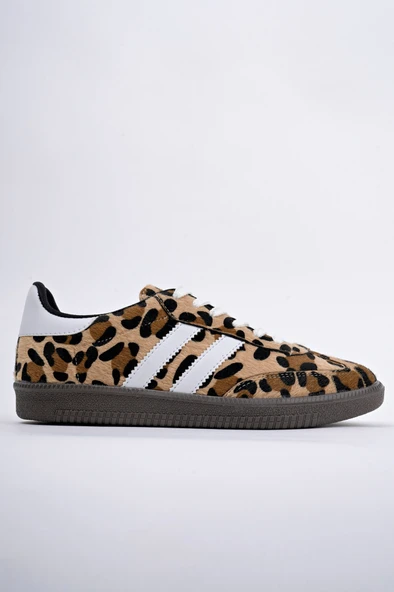 Muggo LEOPARD Garantili Kadın Ortopedik Günlük Bağcıklı Yürüyüş Leopar Desenli Sneaker Spor Ayakkabı  BEYAZ 36 - 5