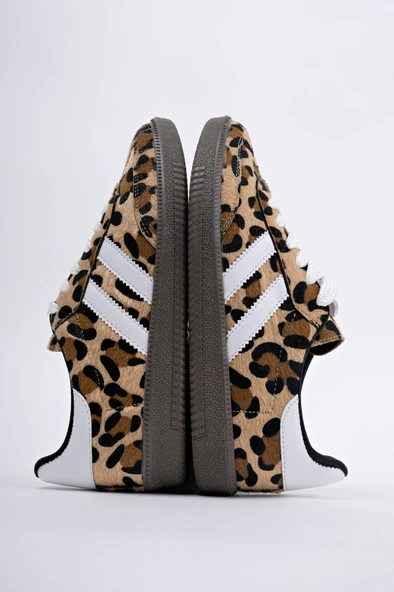 Muggo LEOPARD Garantili Kadın Ortopedik Günlük Bağcıklı Yürüyüş Leopar Desenli Sneaker Spor Ayakkabı  BEYAZ 36 - 7