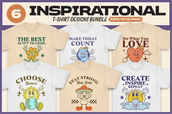 Inspirational T-shirt Designs Bundle T-shirt Tasarım Paketi - 1