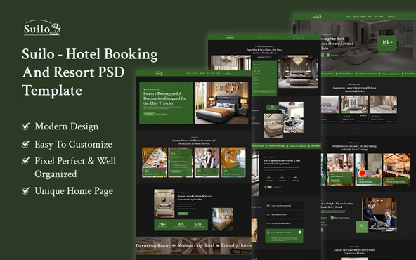 Suilo - Hotel Booking and Resort Service PSD Teması
